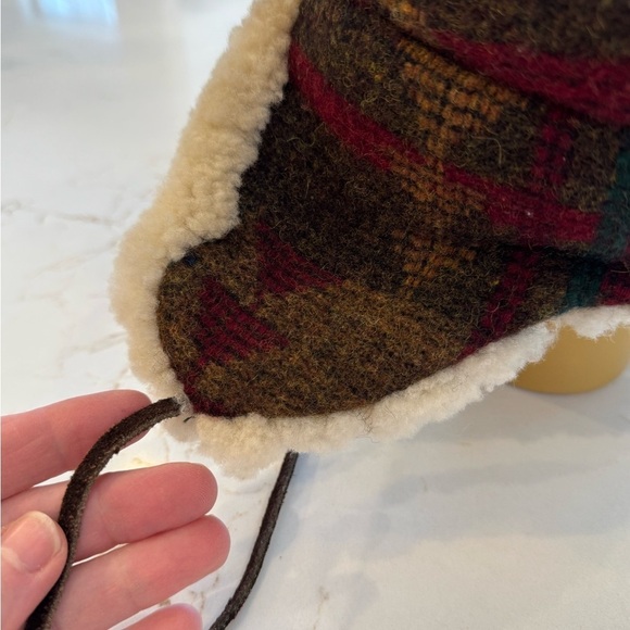 Vintage Mad Bomber Wool Plaid Sheep Crown Lining Leather Ties / large - Picture 5 of 11